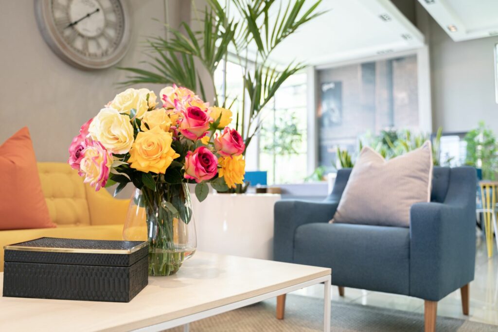 Mixed Roses arrangement in office